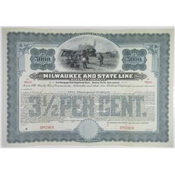 Milwaukee and State Line Railway Co., 1906 Specimen Bond