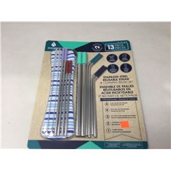 MannakaÂ 13 Piece Reusable Straws and Cleaning Brush Set