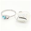 Image 1 : Silver Blue Topaz Heart Shaped Pendant And Ring Set, Suggested Retail Value $200 (Estimated Selling 