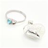 Image 4 : Silver Blue Topaz Heart Shaped Pendant And Ring Set, Suggested Retail Value $200 (Estimated Selling 