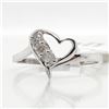 Image 4 : 10K White Gold 3 Diamond(0.08ct) Heart Ring (~Size 5.75)(Ring is resizable for $40), Made in Canada,