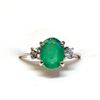 Image 1 : 10K White Gold Emerald(1.1ct) Diamond(0.18ct) Claw Set, Very Intense Green Emerald, 2 Diamonds(Vs,G-