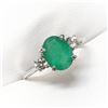 Image 3 : 10K White Gold Emerald(1.1ct) Diamond(0.18ct) Claw Set, Very Intense Green Emerald, 2 Diamonds(Vs,G-