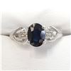 Image 2 : 10K White Gold Sapphire(1.41ct) Diamond(0.03ct) Claw Setting, 1 Blue Sapphire,2 Diamond(Si,G-H) Ring