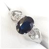 Image 3 : 10K White Gold Sapphire(1.41ct) Diamond(0.03ct) Claw Setting, 1 Blue Sapphire,2 Diamond(Si,G-H) Ring