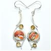 Image 1 : Silver Oster Turquoise Citrine(8.8ct) Earrings (~weight 7.65g), Suggested Retail Value $250 (Estimat