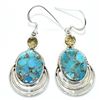 Image 1 : Silver Turquoise Citrine(10.8ct) Earrings (~weight 7.6g), Suggested Retail Value $200 (Estimated Sel
