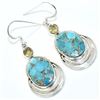 Image 2 : Silver Turquoise Citrine(10.8ct) Earrings (~weight 7.6g), Suggested Retail Value $200 (Estimated Sel