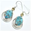 Image 3 : Silver Turquoise Citrine(10.8ct) Earrings (~weight 7.6g), Suggested Retail Value $200 (Estimated Sel