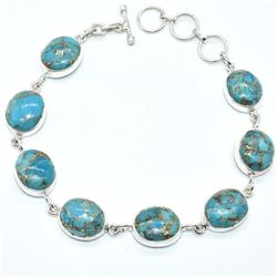 Silver Turquoise(16.2ct) Bracelet (~weight 12.75g), Suggested Retail Value $400 (Estimated Selling P