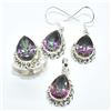 Image 1 : Silver Mystic(32.4ct) Earring Ring Pendant Set (~weight 14.95g), Suggested Retail Value $1200 (Estim