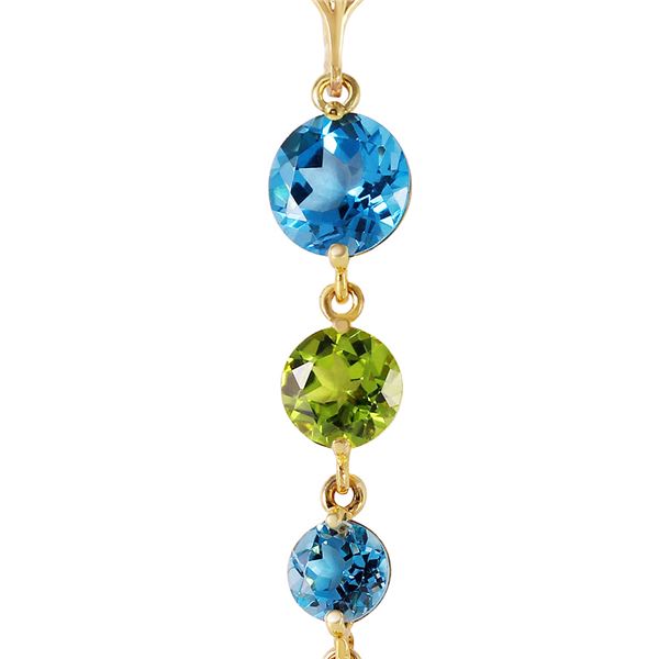 Genuine 3.9 ctw Blue Topaz & Peridot Necklace 14KT Yellow Gold - REF-23P5H