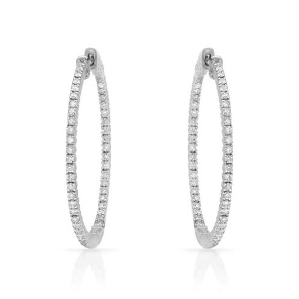 Natural 1.21 CTW Diamond Earrings 14K White Gold - REF-170Y3N