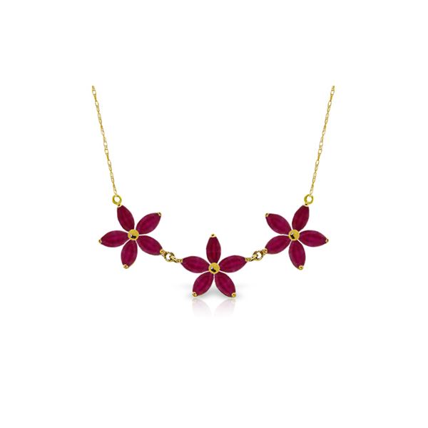 Genuine 5 ctw Ruby Necklace 14KT Yellow Gold - REF-86M3T