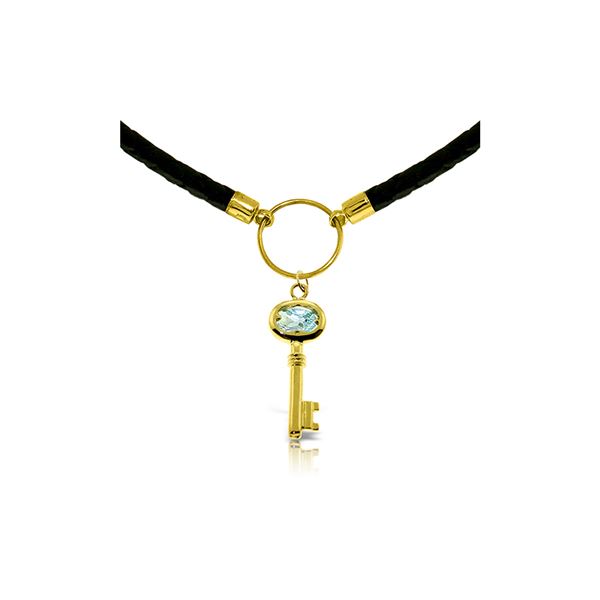 Genuine 0.50 ctw Aquamarine Necklace 14KT Yellow Gold - REF-66K6V