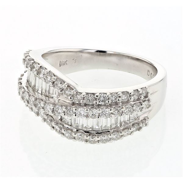 Natural 1.52 CTW Baguette & Diamond Ring 18K White Gold - REF-205X2T