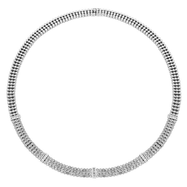 Natural 3.03 CTW Diamond & Baguette Necklace 14K White Gold - REF-679Y5N