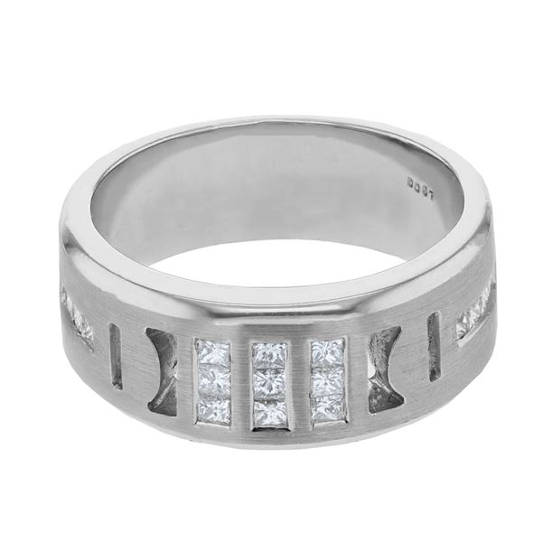 Natural 0.77 CTW Princess Diamond Ring 14K White Gold - REF-234H9W