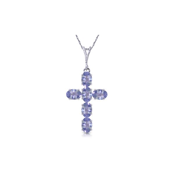 Genuine 1.50 ctw Tanzanite Necklace 14KT White Gold - REF-44H7X