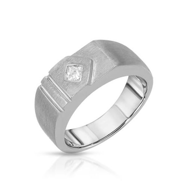 Natural 0.20 CTW Princess Diamond Band Ring 14K White Gold - REF-119X7T