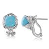 Image 1 : Natural 5.30 CTW Turquoise & Diamond Earrings 14K White Gold - REF-97X2T