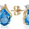 Genuine 5.06 ctw Blue Topaz & Diamond Earrings 14KT Yellow Gold - REF-46P7H