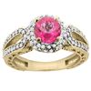 Image 1 : 1.50 CTW Pink Topaz & Diamond Ring 14K Yellow Gold - REF-86F9N