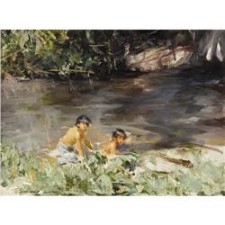 RAMON KELLY-Swimming Hole-Oil on panel