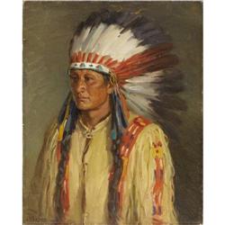 JOSEPH HENRY SHARP- Jerry - Oil on Canvas