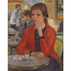 FRANCOIS GALL (French) Girl In Red, o/c