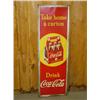 Image 1 : VINTAGE COCA-COLA TIN ADVERTISING SIGN W/ 6 PACK OF BOTTLES 