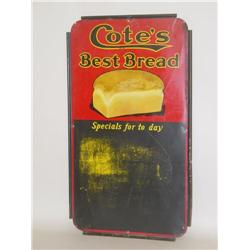 VINTAGE COTE'S BEST BREAD ADVERTISING TIN RESTAURANT MENU CH