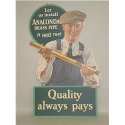 VINTAGE ANACONDA BRASS PIPE FOLDING PAPER BOARD LITHOGRAPH A