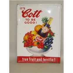 VINTAGE COTT TIN ADVERTISING SIGN "IT'S COTT TO BE GOOD - TR