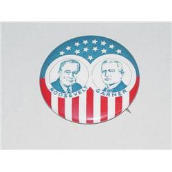 FRANKLIN ROOSEVELT & GARNER POLITICAL CAMPAIGN JUGATE PINBAC