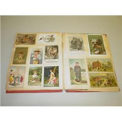VICTORIAN ALBUM OF TRADE CARDS INCLUDING MANY KEENE & NH ARE