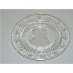 6" JAMES A. GARFIELD PATTERN GLASS COMMEMORATIVE PLATE W/ FR