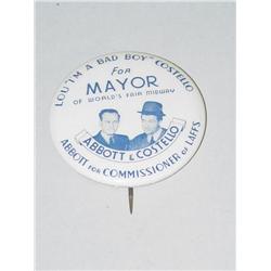 1 3/4" ABBOTT & COSTELLO ADVERTISING PROMOTIONAL PINBACK BUT