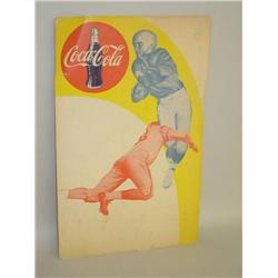 COCA-COLA COLOR LITHOGRAPH ADVERTISING CARD W/ FOOTBALL PLAY