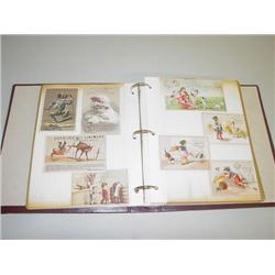 ALBUM OF VICTORIAN TRADE CARDS INCLUDING KEENE & NH AREA RET