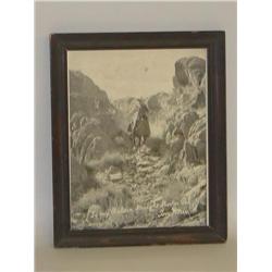FRAMED BLACK & WHITE PHOTOGRAPH OF TOM MIX ON HORSEBACK SIGN