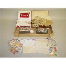 (4) SMALL BOXES OF CANCELLED U.S. & FOREIGN POSTAGE STAMPS-M