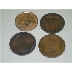 (4) 2 7/8" SOUVENIR LINCOLN PENNIES: (1) LINCOLN MONUMENT IN