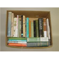 BOX LOT (30) MISC. BOOKS ABOUT FISHING, FISHING TACKLE, GAME