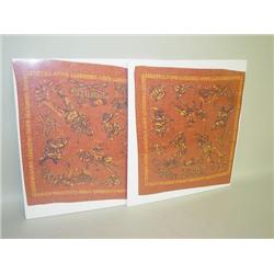 (2) BROWN DAVY CROCKETT BANDANNAS FROM THE 1950'S