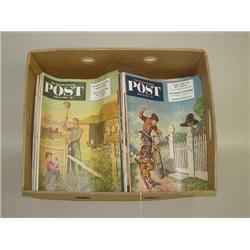 BOX LOT (34) SATURDAY EVENING POST MAGAZINES FROM THE 1940'S