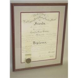 CALLIGRAPHIC DIPLOMA FROM THE NEW ENGLAND YEARLY MEETING BOA