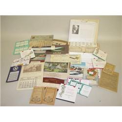 BOX LOT MISC. EARLY 20TH CENT. ADVERTISING CALENDARS INCLUDI