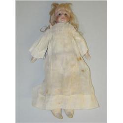 10" BISQUE HEAD DOLL W/ KID BODY, BISQUE HANDS & PROPER OLD 