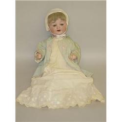 15" BISQUE HEAD DOLL W/ COMPOSITION BODY & PROPER OLD CLOTHI